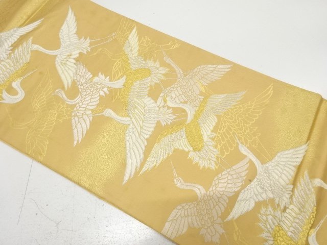 JAPANESE KIMONO / ANTIQUE FUKURO OBI / SILK / WOVEN CRANES